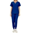 thumbnail image 4 of 2 Piece Scrub Set for Women Comfortable V-Neck Scrub Top and Jogger Pants Quick Dry Nursing Scrubs Set Stretch Working Uniforms with Multi Pocket for Nurse Esthetician Royal Blue M, 4 of 4
