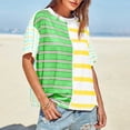 thumbnail image 6 of kaondbfi Womens Summer Striped Shirts Casual Color Block Short Sleeve Tops Loose Fit Crew Neck Tees Womens Essentials Fashion Clothing, 6 of 8