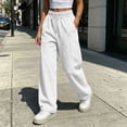 thumbnail image 6 of Women's Drawstring High Waist Wide Leg Sweatpants Y2K Loose Casual Joggrt Pants Soft Athletic Streetwear Pants with Pocket Fall Outfit White, 6 of 8