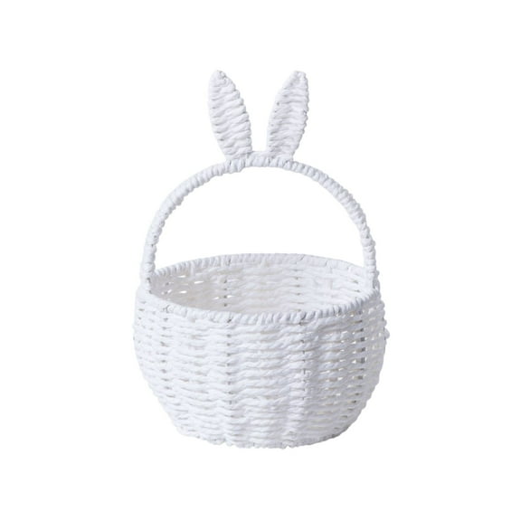 yulier Easter Bunny Basket, Iron Woven Storage Basket with Rabbit Ears, Cute Easter Gift Basket for Kids Boys Girls, Easter Decorations Eggs Storage Basket with Handle for Easter Party