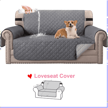 54-inch Waterproof Loveseat Cover Machine Washable Couch/Sofa Cover, Candey Couch Cushion Covers Non Slip Furniture Protector Slipcover for Pets Dogs Children Living Room (Gray)