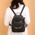 thumbnail image 4 of Teenagers Backpack Leather School Bags Girl Cartoon Square Satchel (Black), 4 of 9