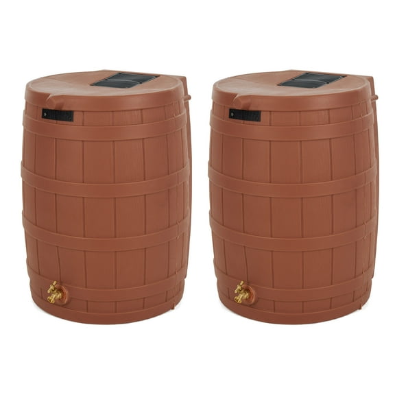 Good Ideas Rain Wizard 50 Gallon Rain Barrel, Terra Cotta, (2 Pack)