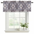 thumbnail image 2 of Purple Boho Valances for Windows, Decorative Rod Pocket Window Valance Curtains, Farmhouse Vintage Ethnic Flowers Pattern Short Curtain Drapes for Kitchen/Living Room, 2 Panels, 42" W x 12" L, 2 of 8