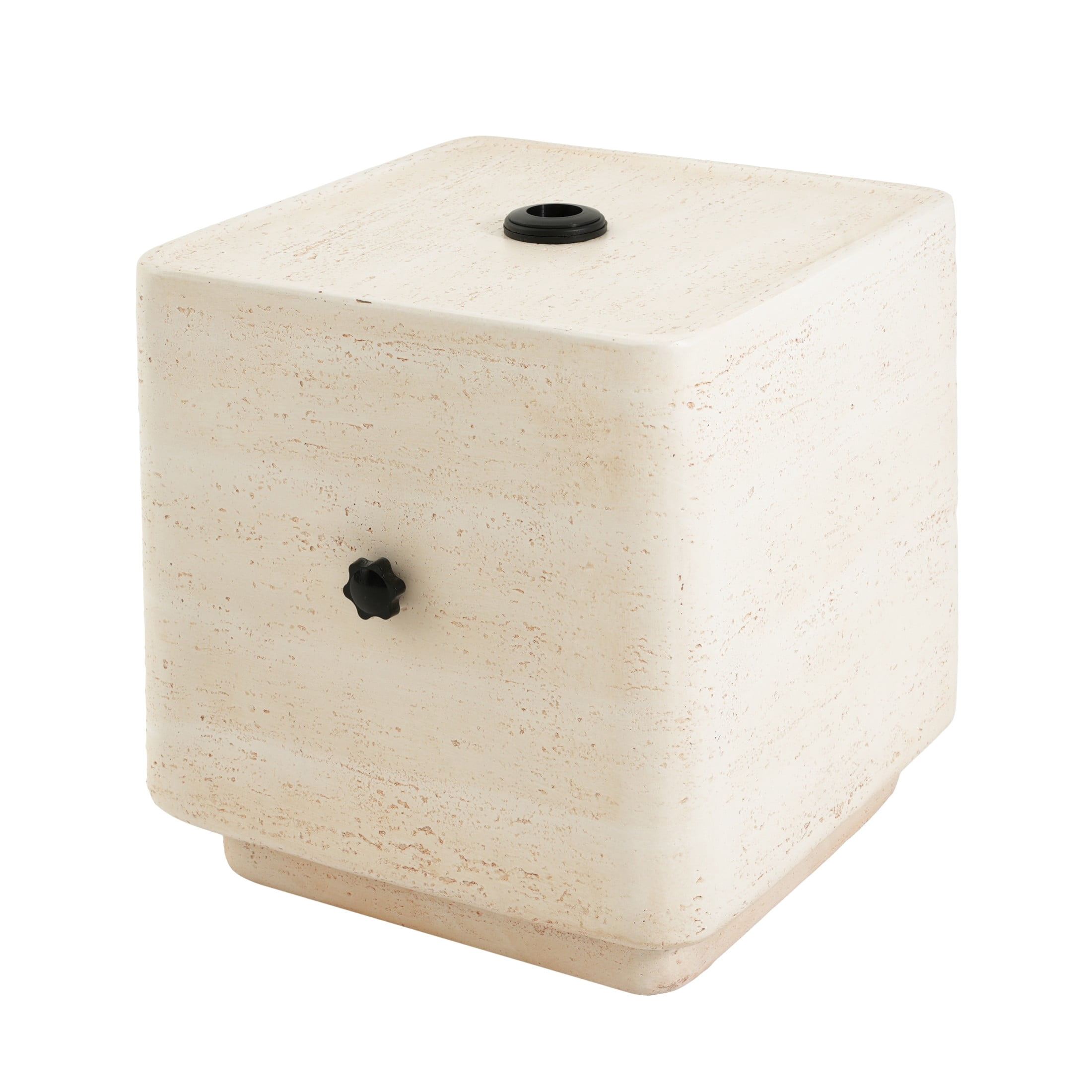 Christopher Knight Home Outdoor Heavy Duty Square Umbrella Base Side Table, Sand Fillable, Beige Travertine