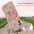 thumbnail image 4 of Case for Apple mobile phone series, Colorful Retro Oil Painting Printed Flower Laser Beam Glossy Pattern Cute Curly Waves Border Exquisite Phone Cover Stylish Durable Silica gel Protective Case, 4 of 9