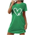 thumbnail image 1 of Tnhcen Stretchy Plus Size Sleep Dress Short Sleeve Round Neck Front Print Polyester Spandex S-2XL for All Body Types, 1 of 4