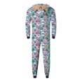 thumbnail image 5 of Odeerbi Christmas Onesie Pajamas for Family Holiday Sleep Jumpsuit Long Sleeve Family Christmas Pajamas Matching Sets Dad Fashion Lattice Print Plush Jumpsuit Sleepwear PJs Set Blue, 5 of 6