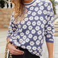 thumbnail image 2 of Gibobby SuéTer Mujer Invierno Suéter de cuello redondo con para mujer, camisa básica de punto holgada de talla grande, otoño e invierno(Azul,CH), 2 of 4