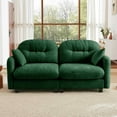thumbnail image 3 of FFH Loveseat Sofa, 74" Cloud Sectional Couches for Living Room, Tufted 2-Seat Chenille Sofa with 2 Pillows, Wooden Base, Green, 3 of 14