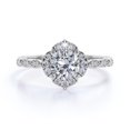 thumbnail image 4 of JeenMata Antique Round Diamond Vintage Halo Engagement Ring in 10K White Gold, 4 of 7