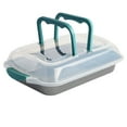 thumbnail image 3 of Spice by Tia Mowry - Savory Saffron Teal 13-inch x 9-inch Carbon Steel Nonstick Roaster with Carrier, 3 of 6