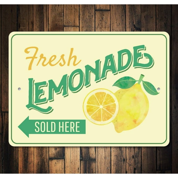 Fresh Lemonade Novelty Sign, Metal Wall Decor - 10x14 inches