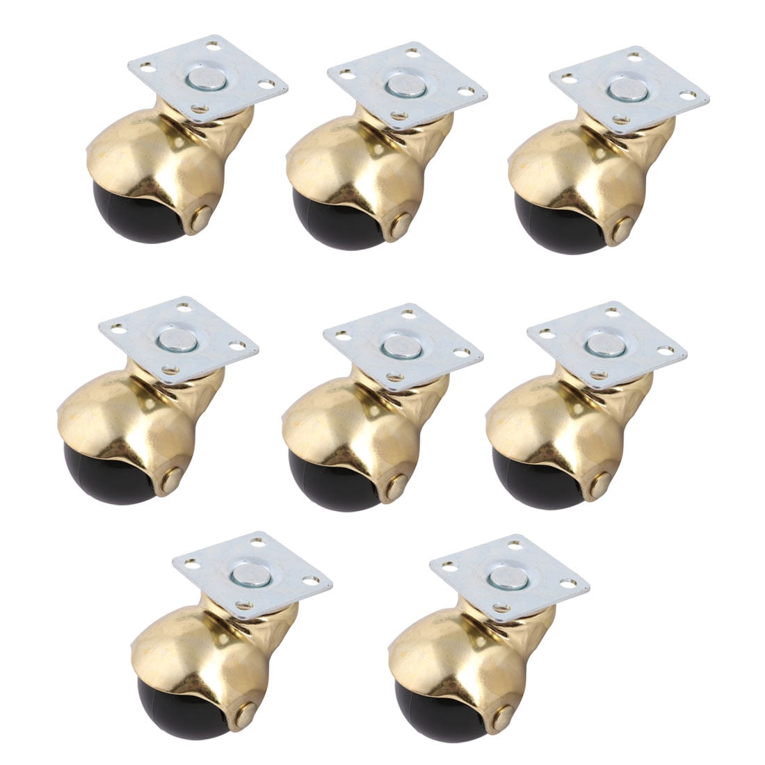 1.5" Wheel Dia Swivel Plate Mount Hooded Ball Casters 8PCS