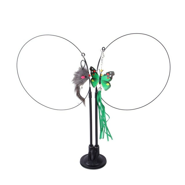 Double Head Automatic Funny Cat Stick Cat Teaser Simulation Mouse Interactive Toy Funny Feather Mouse with Bell for Kitten