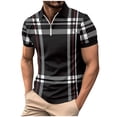 thumbnail image 1 of Mefallenssiah Hauts pour Hommes, Liquidation Pull à Col Rabattu à Carreaux Rayé à Fermeture Éclair Manches Courtes Sport, 1 of 1