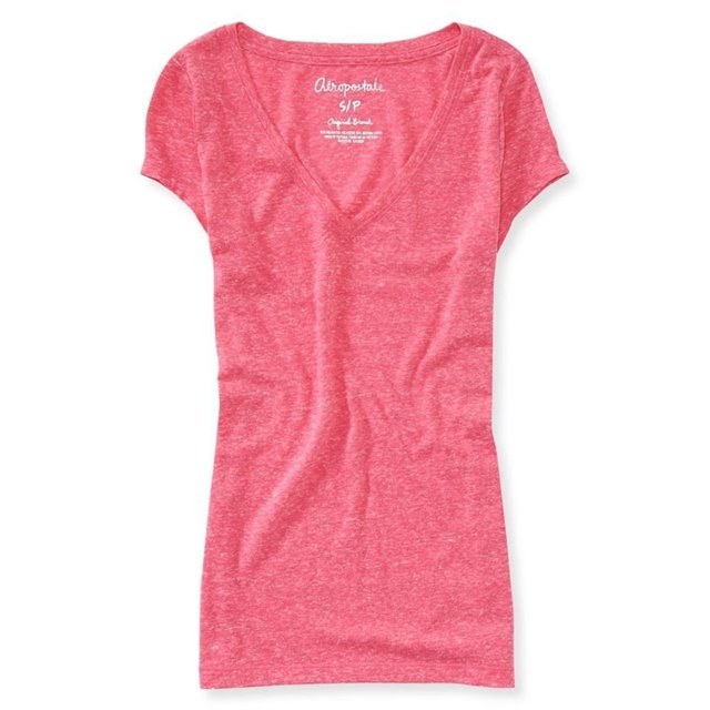 Camiseta básica Heathered Core de Aeropostale para mujer, rosa, grande Aeropostale Camiseta básica