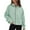 GREY GREEN, variant on TEMOFON Womens Sweatshirts Full Zip Up Stand Collar Fleece Cropped Hoodie with Pockets Fall Casual Long Sleeve Sport Tops M