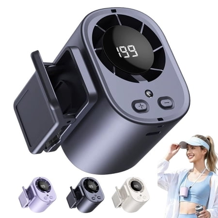 Car Clip on Air Conditioner Fan with LED Display - 360&deg; Rotation Portable USB Rechargeable Personal Fan Hands-Free Clip on Fan for Cars Work Camping