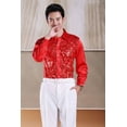 thumbnail image 1 of Camisa con lentejuelas para hombre, disfraz de actuación, disfraz de coro para adultos, disfraz de escenario, actuación de baile, camisa de manga larga, 1 of 5