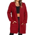 thumbnail image 2 of MeetoTime Long Sweat à Capuche pour Femmes Veste Zippée Automne Décontractée en Polaire avec Poches, 2 of 8