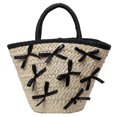 thumbnail image 1 of Bolso de mano tejido con lazo Likrtyny bolso de playa de verano negro, 1 of 9