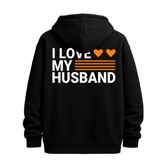 I Love My Husband sweatshirt lovers for men sweatshirts black Casual Classic Design Pullover Hooded Sweatshirt Streetwear For Winter Fall, As Gift halloween Christmas