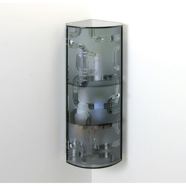 Fab Glasirror Crystal Grey, Bathroom Corner Wall Cabinet