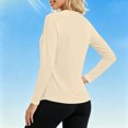 thumbnail image 7 of Women's UPF 50+ Sun Protection Long Sleeve Shirts Crew Neck Raglan Stretch Slim Yoga Tops Outdoor Casual Running Athletic Sun Shirts Khaki, 7 of 7