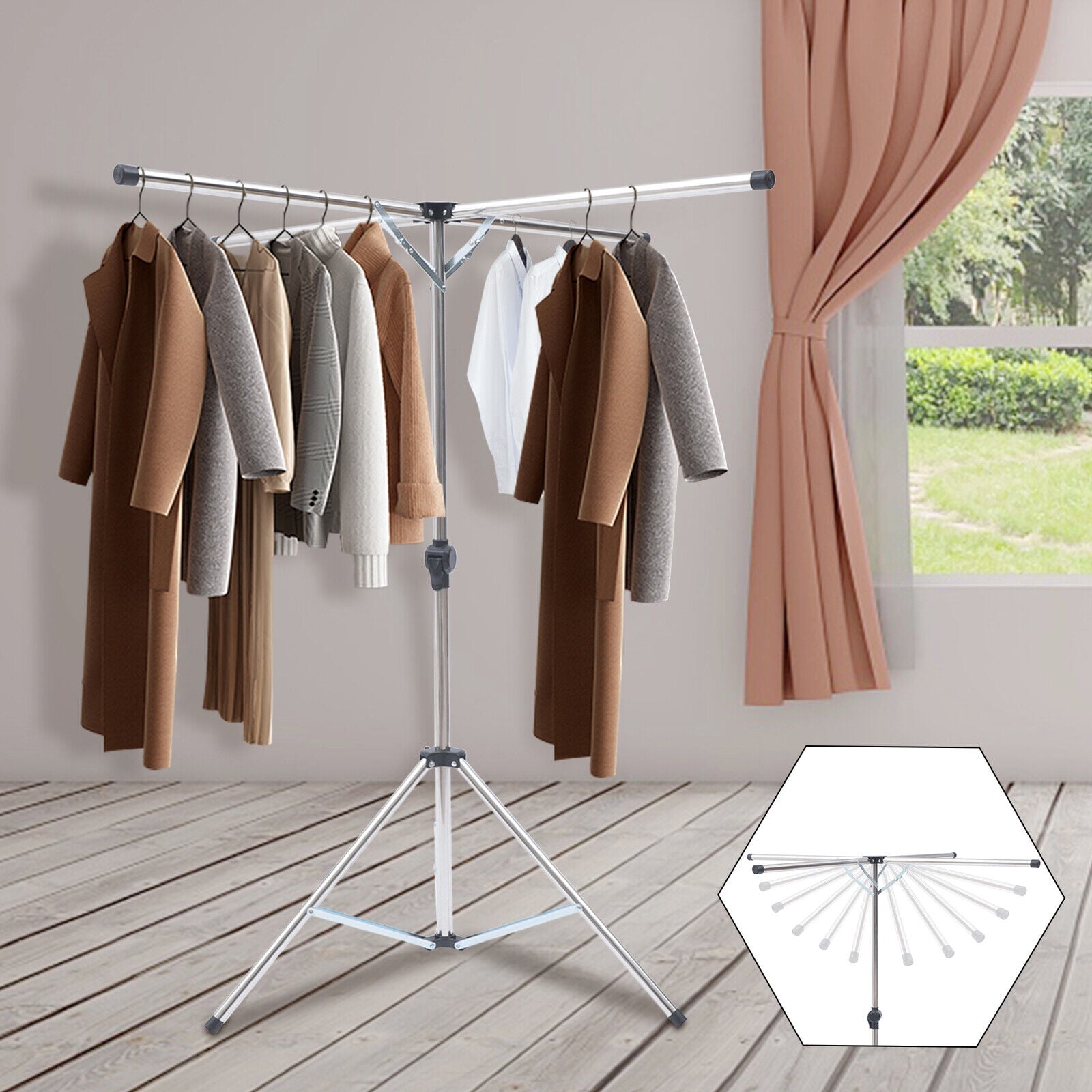 Drying Rack Clothes Hanger Tripod Dry Laundry Folding Expandable Indoor  Dryer