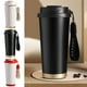 thumbnail image 1 of Taza de café aislada de acero inoxidable 500ml | Termo al vacío 304 con pajita, tapa impermeable, correa de nailon | Bebidas calientes y frías, vaso portátil de viaje, blanco/negro/rojo, duradero, 1 of 6