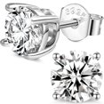 thumbnail image 1 of Pendientes RINEY&KY con moissanita, 3 mm, chapados en oro blanco de 18 quilates, 1 of 7