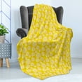 thumbnail image 4 of Yellow and White Soft Flannel Fleece Throw Blanket, Geometric Round Dots with Striped Design Abstract Ornament Print, Cozy Plush for Indoor and Outdoor Use, 50" x 70", Yellow and White, by Ambesonne, 4 of 5