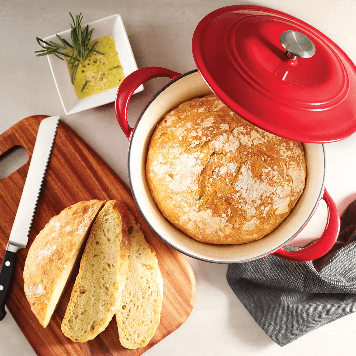 Covered Round Dutch Oven "RED" Tramontina Enameled Cast Iron 7-Qt 