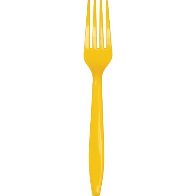 Touch of Color Premium Plastic Forks, School Bus Yellow, 24 Ct