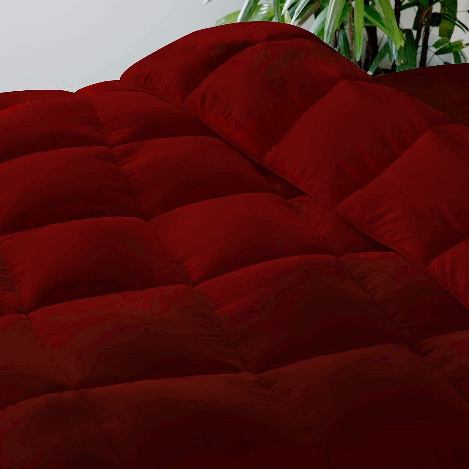 Roch Linen Lightweight All Season Down Alternative Comforter - 100% Cotton and Soft Quilted Duvet Insert, Cooling Comforter for Warm Weather/Hot Sleepers -(Full/Queen, Burgundy)