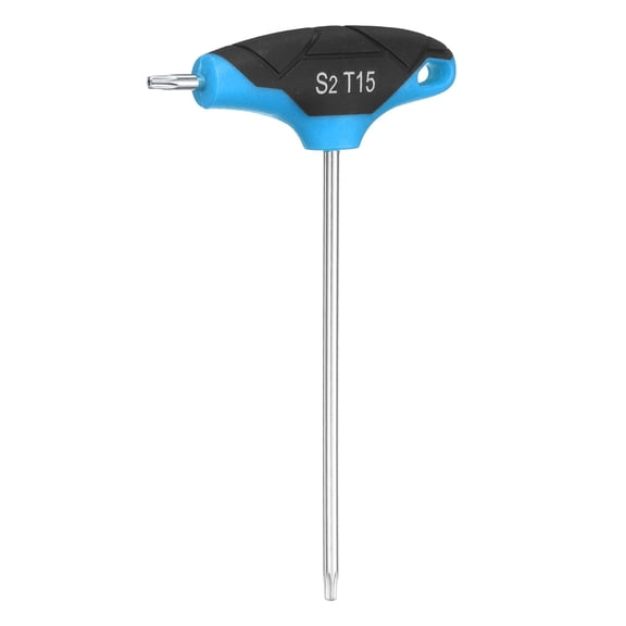 Uxcell T-Handle Torx Key Wrench T15 S2 Steel Dual End T-Key Wrench Torx Screwdriver Hex Keys Tool for Automotive Household Maintenance, Blue Black