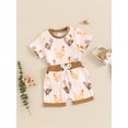 thumbnail image 2 of Suealasg 2Pcs Toddler Boy Farm Clothes Short Sleeve Rooster Print T-Shirt +Elastic Waist Shorts 6M 12M 18M 24M 3T Kids Baby Boy Summer Western Outfits, 2 of 6