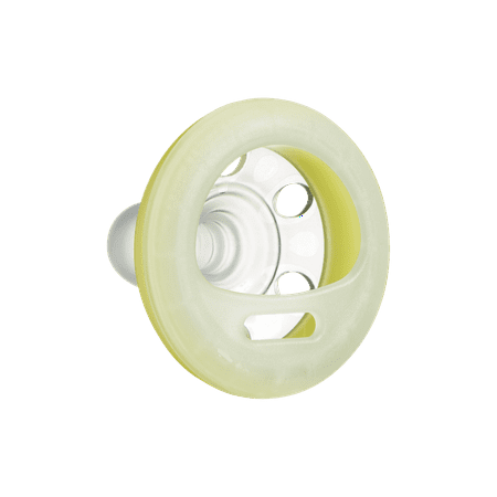 Tommee Tippee Breast-Like Pacifier Night, Glow in the Dark, Skin-Like Texture, Symmetrical Design, BPA-Free Binkies, 0-6m, 2-Count, Pink/Yellow