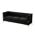Black Velvet Sofa, 82" 3Seat Sofa and Couch, Velvet Upholstered Couch