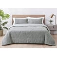 thumbnail image 2 of Chezmoi Collection Zane 2-Piece Sherpa Comforter Set, Triangle Quilting Reversible Washed Microfiber Bedding, Twin, Gray, 2 of 9