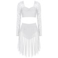 thumbnail image 4 of DPOIS Women's 2 Piece Dance Outfits Ballet Dance Dress Crop Top with Skirt White XL, 4 of 7
