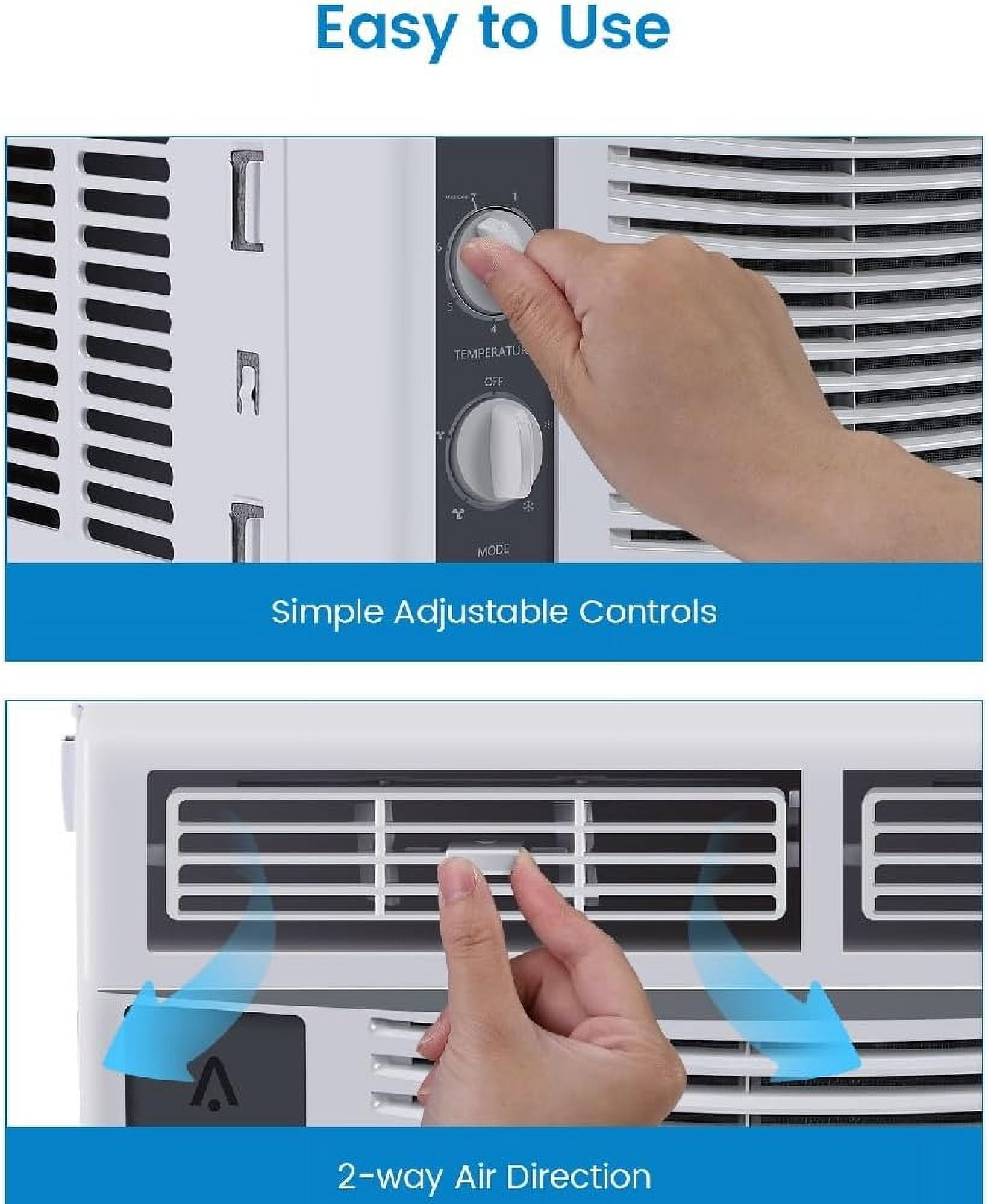 IdealHouse 5000 BTU Window Air Conditioner, Compact AC Unit for Rooms Up to 150 Sq. Ft, Quiet Operation, Fast Cooling, Easy-to-Use Mechanical Controls, Energy Efficient, Includes Installation Kit