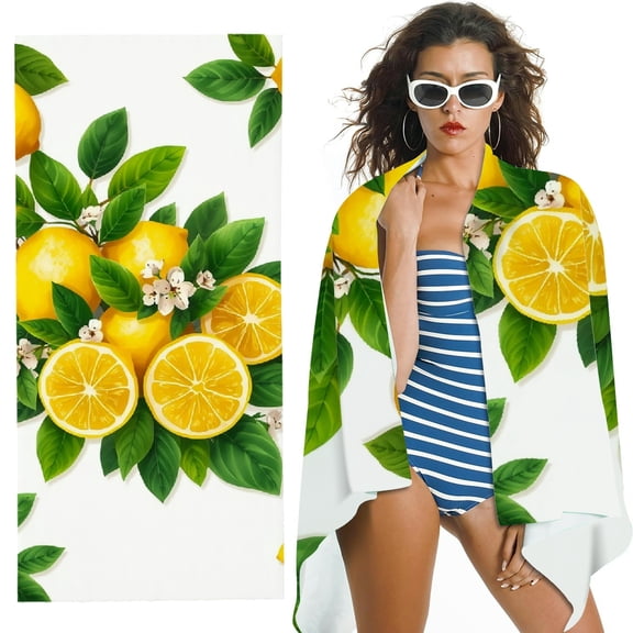 RKSupls Lemon Branch Microfiber Beach Towel, Extra Large Quick Dry Lightweight Absorbent Towel for Travel Swimming Camping, Soft Super Absorbent- 30x60 in