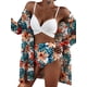 thumbnail image 1 of Traje de baño envolvente floral tropical de cintura alta con kimono de playa Cubrir traje de baño de 3 piezas Conjunto de traje de baño de bikini acolchado (S brillar Electrónica, 1 of 5