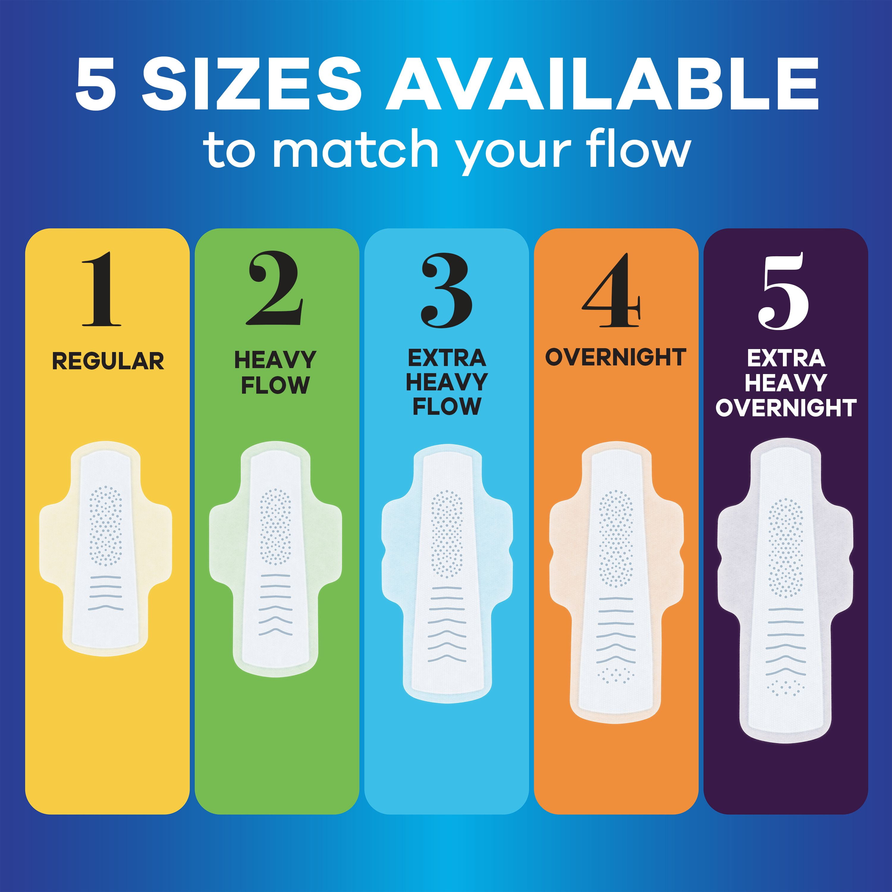 Always Infinity Feminine Pads for Women, Flexfoam Pads with Wings, Size 5, Extra Heavy Overnight Absorbency, Unscented, 11CT