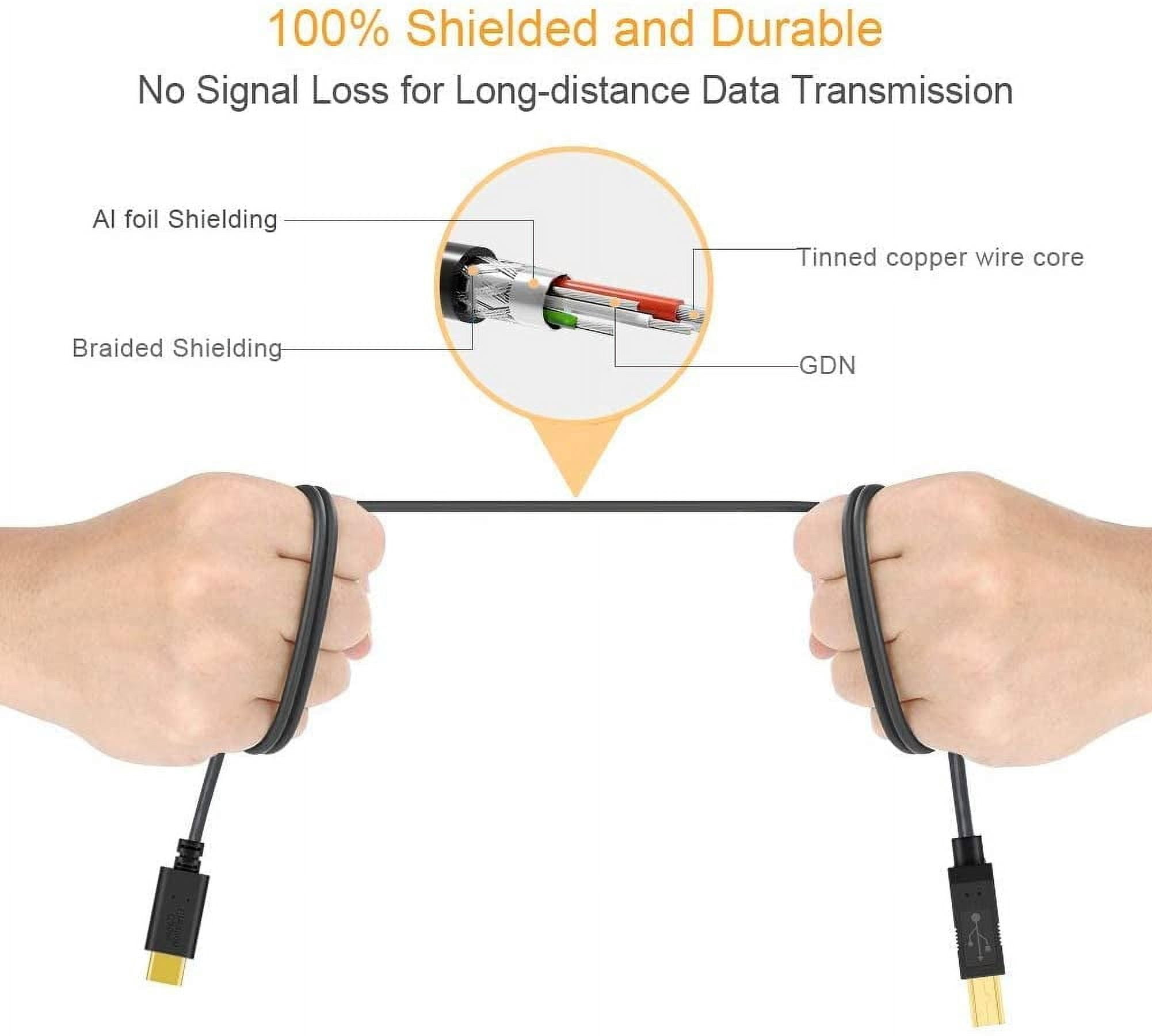 CableCreation USB Printer Cable 6.6ft, USB 2.0 A to B Digital Piano Cord for Yamaha, HP, Cannon, Brother, Dell, Xerox, Samsung