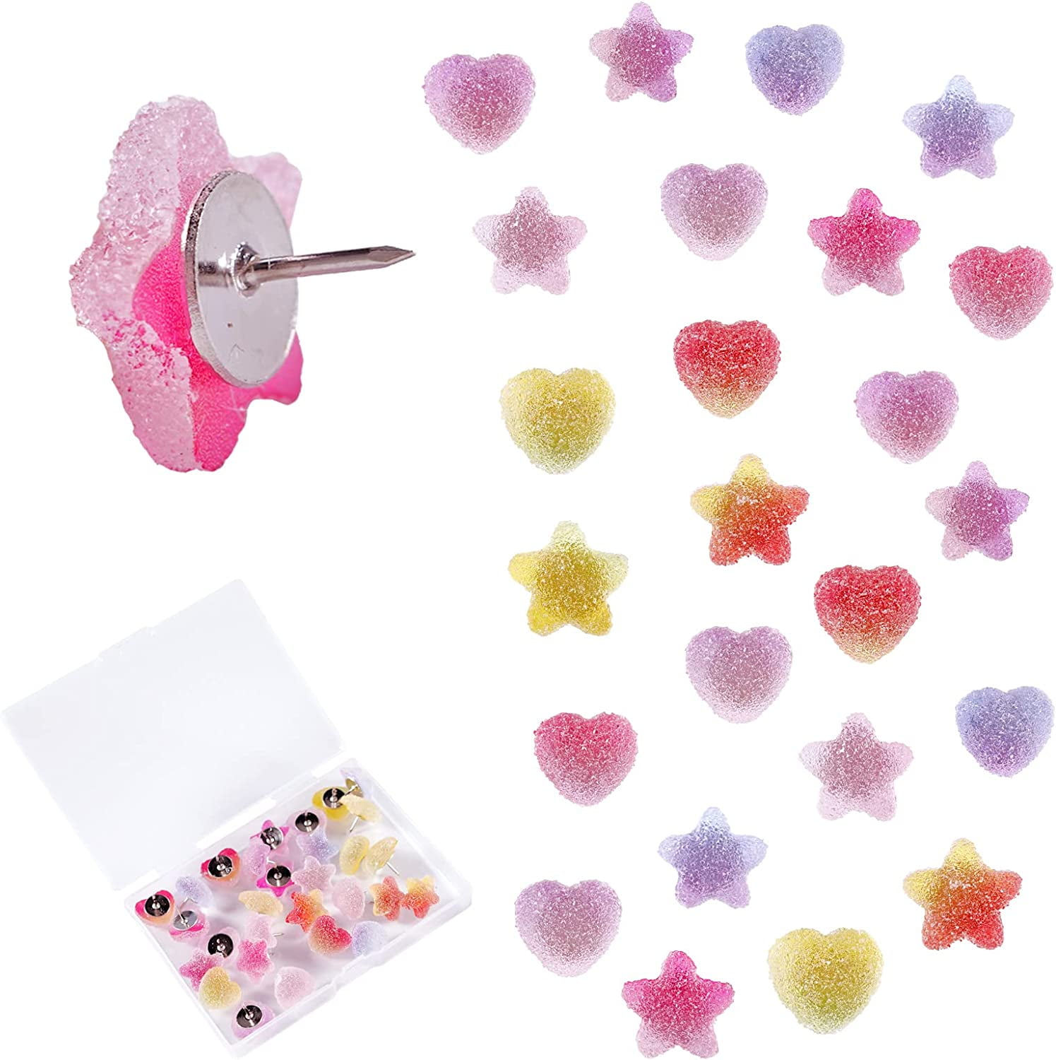 Push Pins, Cute & Heart Shaped Thumb Tacks, Cork Board Tacks, Bulletin Board Tacks for Hanging
