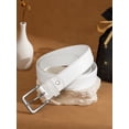 thumbnail image 5 of Timarkment Belts for Men White Leather Belt Silver Buckle Men Belts for Casual Work Classic Design, 5 of 7