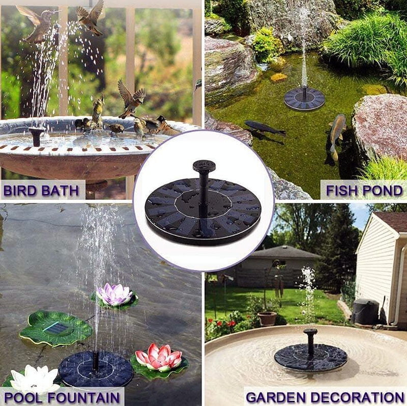 Bird Bath Fountain Solar Powered Water Pump Floating Outdoor Pond Garden Pool 
